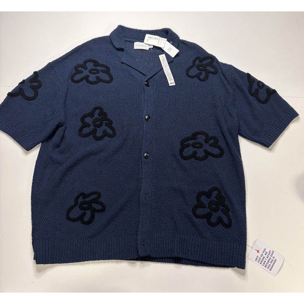 Topman knit flower Button up New W/ tag t-shirt Mens L